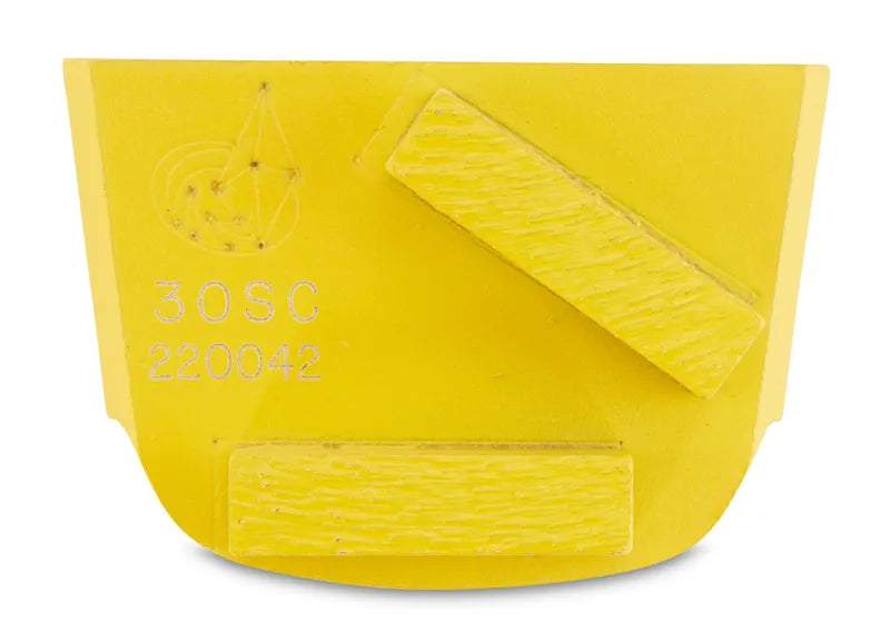 Lavina GRIT 30, CAMBIO RÁPIDO, ALMOHADILLA TRAPEZOIDE AMARILLA CON UN SEGMENTO RECTANGULAR PARA HORMIGÓN BLANDO