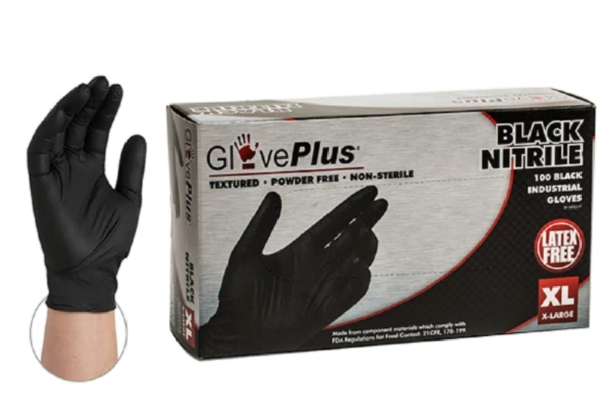 Boss B21051-XL 4 Mil Extra Large Black Nitrile Disposable Gloves 100pk