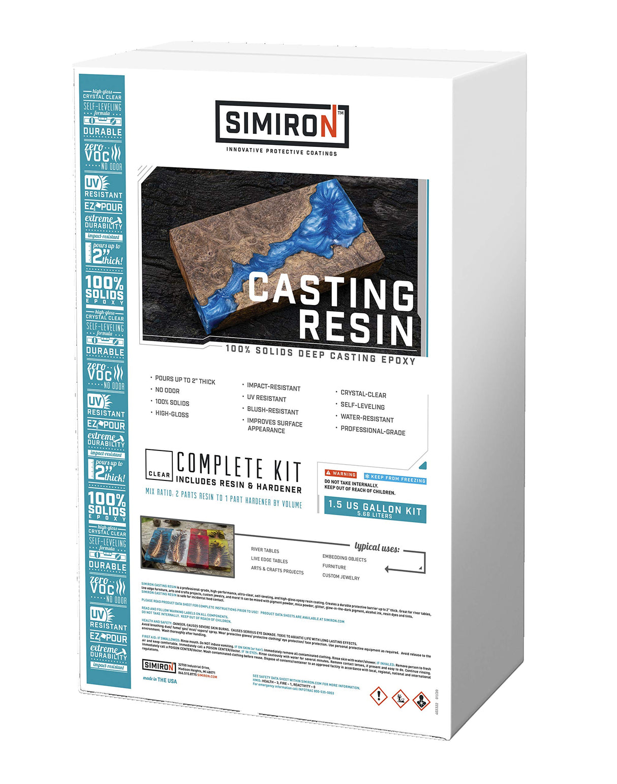 CASTING RESIN KIT CLEAR EPOXY 1.5 GAL KIT