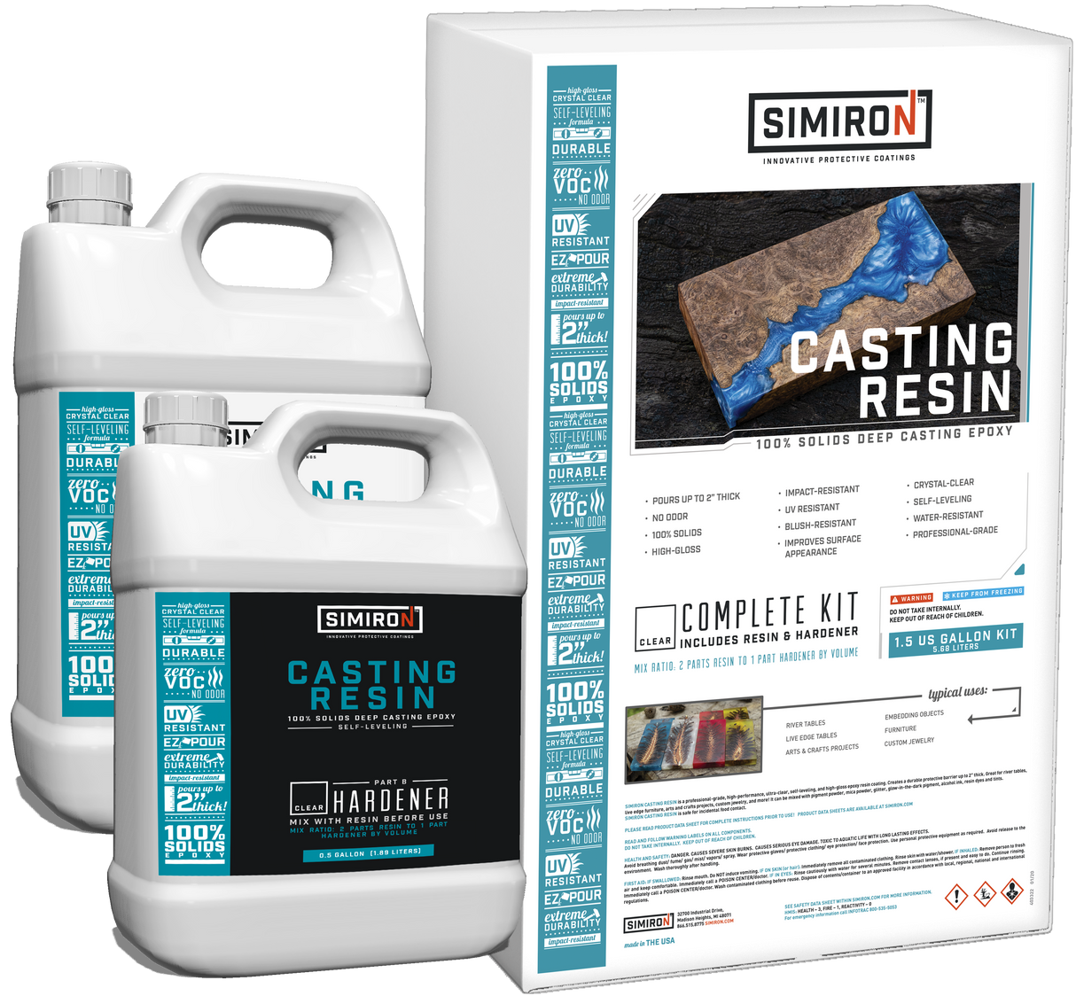 CASTING RESIN KIT CLEAR EPOXY 1.5 GAL KIT