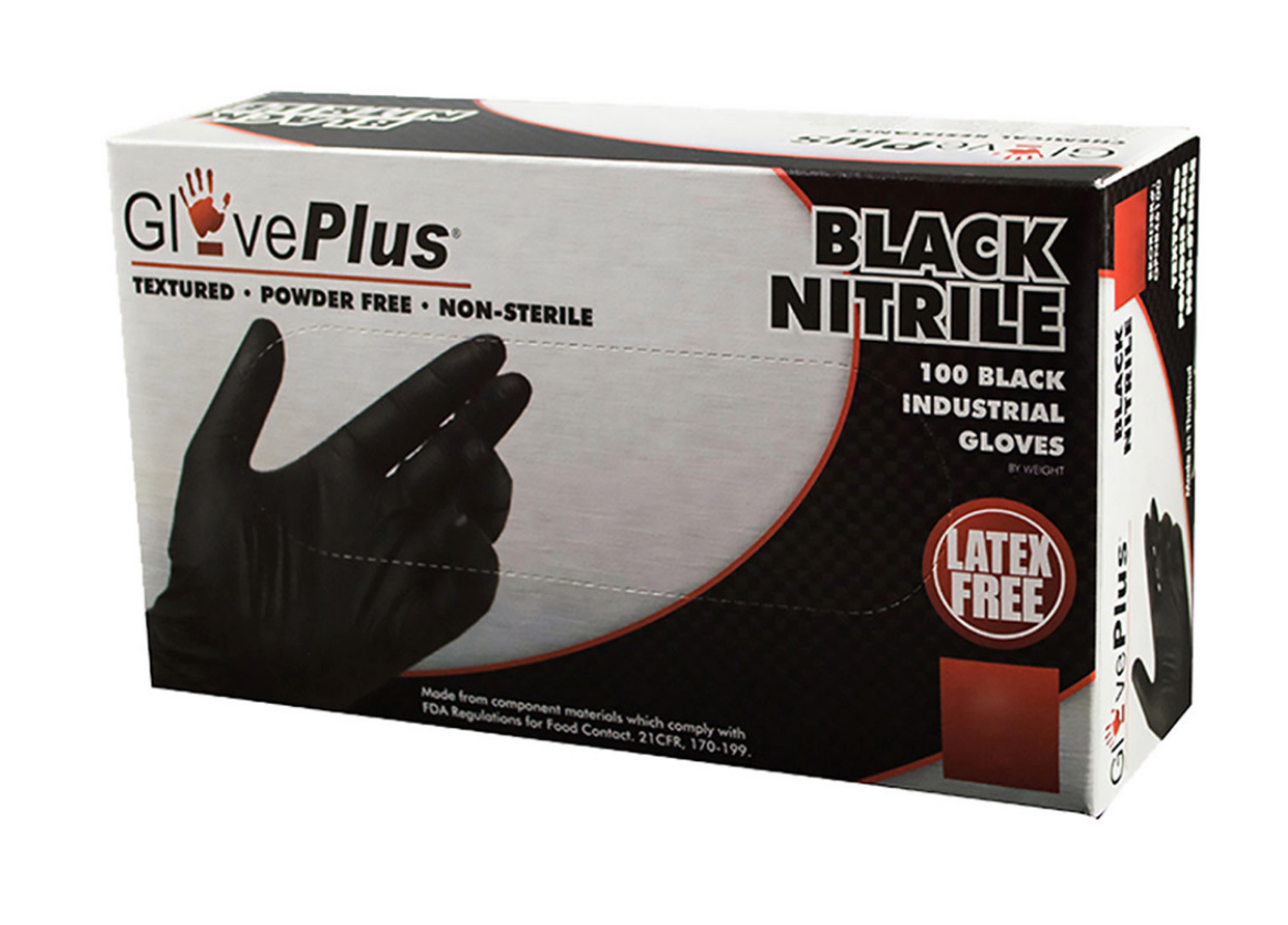 Boss B21051-L 4 Mil Large Black Nitrile Disposable Gloves 100pk