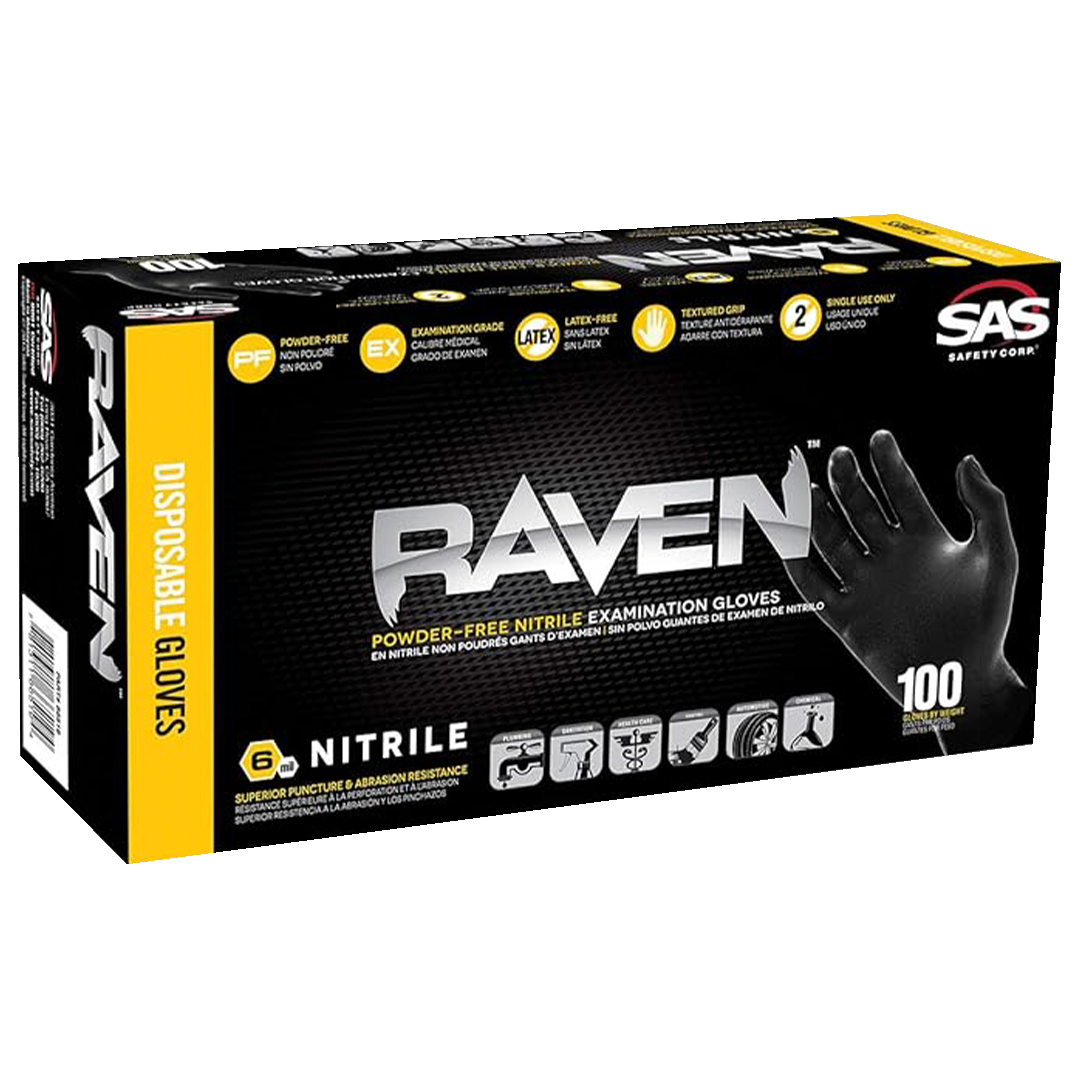 Raven Powder-Free Nitrile - 7 mil Large 100 Pack